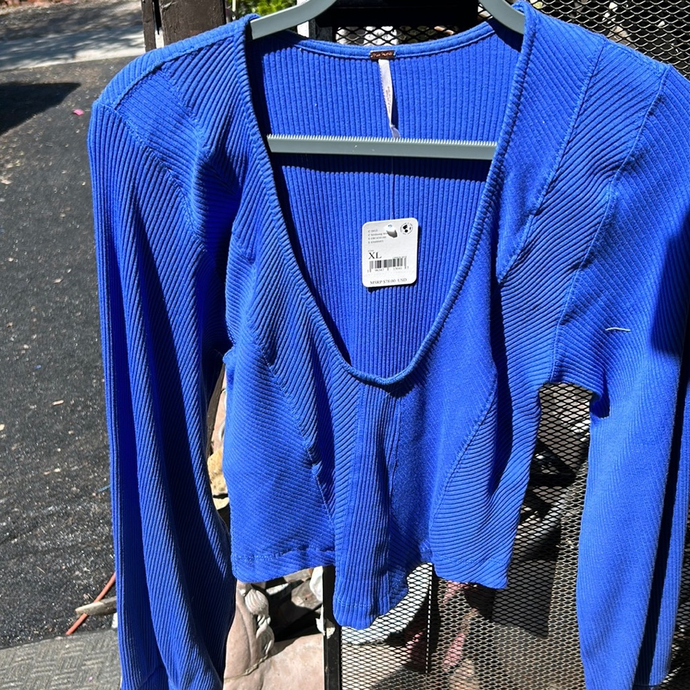 Free People Birdsong blue crop